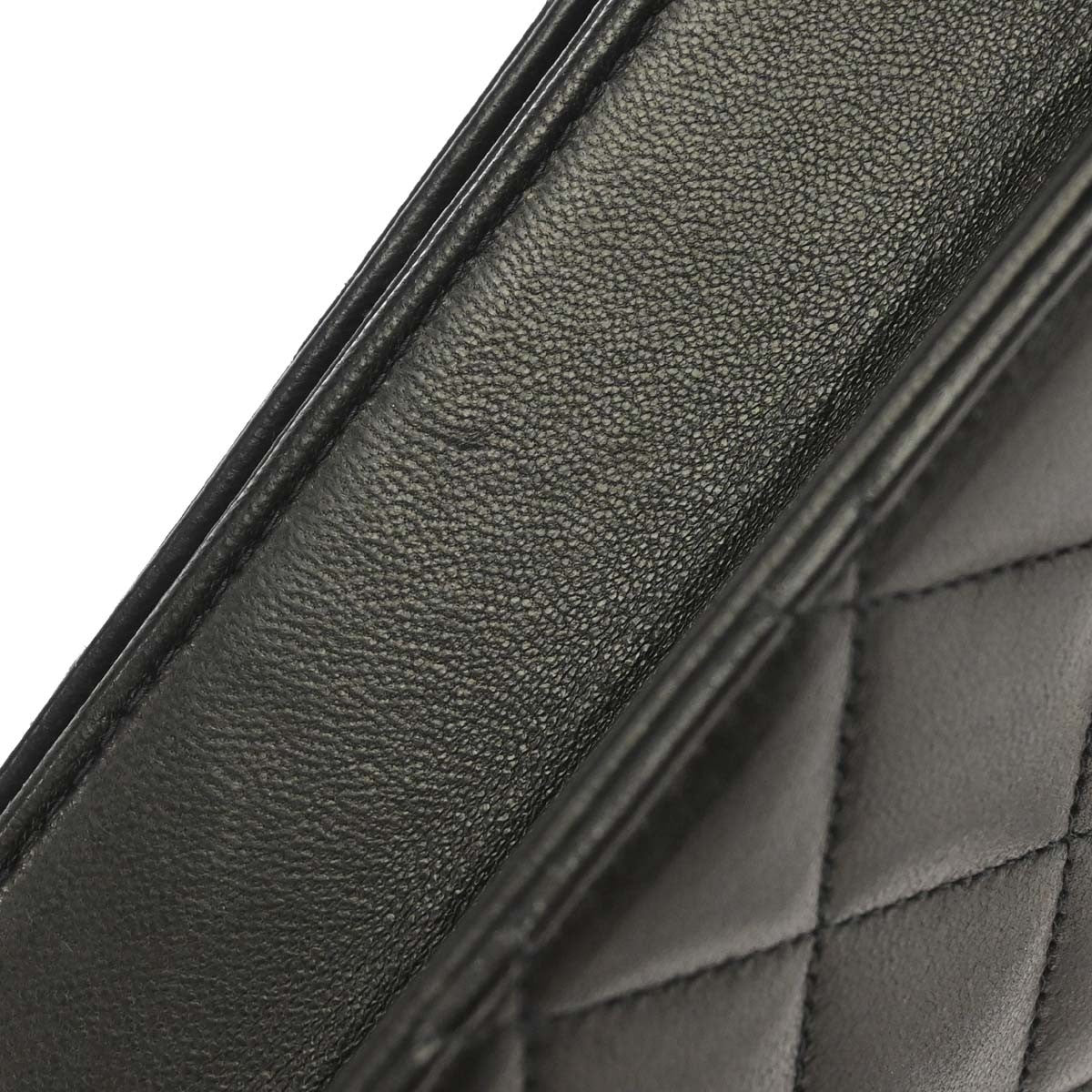 Chanel Vintage Full Flap Quilted Lambskin Black Leather Shoulder Bag Bag (Pre-Owned)