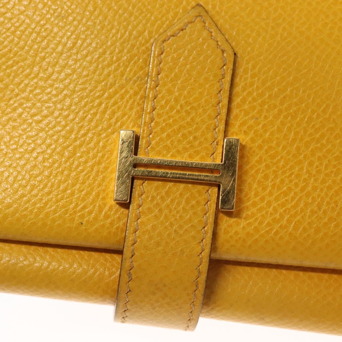 Hermes Bearn Epsom Yellow Leather Wallets Accessory (Pre-Owned)
