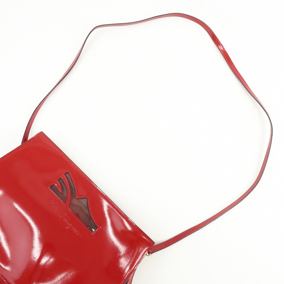 Salvatore Ferragamo Shoulder Bag Patent Leather Red Patent_Leather Shoulder Bag Bag (Pre-Owned)