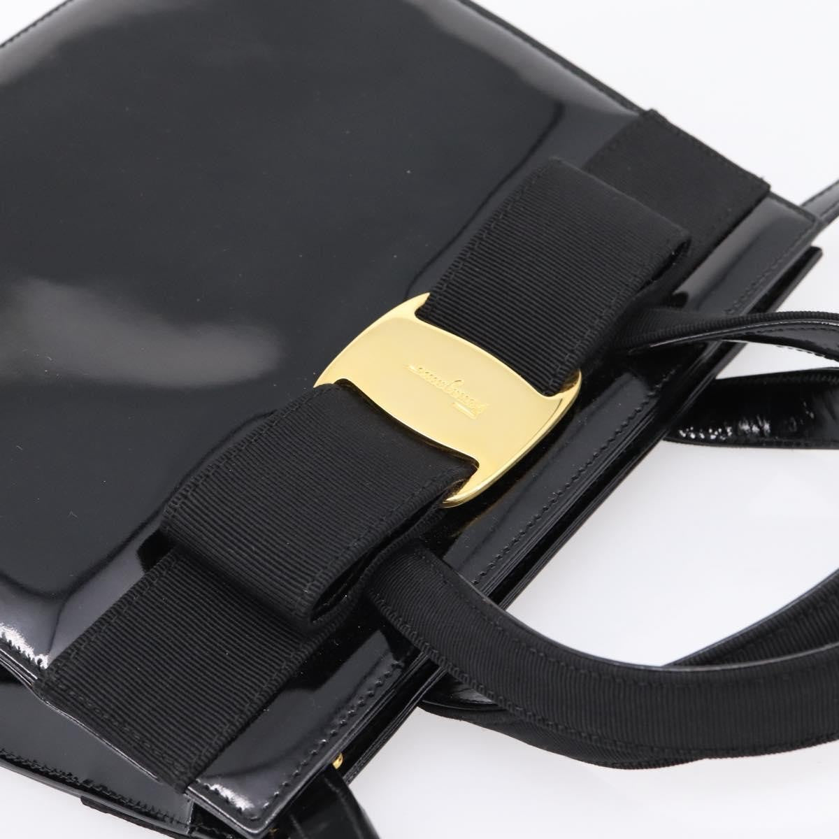 Salvatore Ferragamo Convertible Vara Bow Patent Leather Black Patent_Leather Handbag (Pre-Owned)