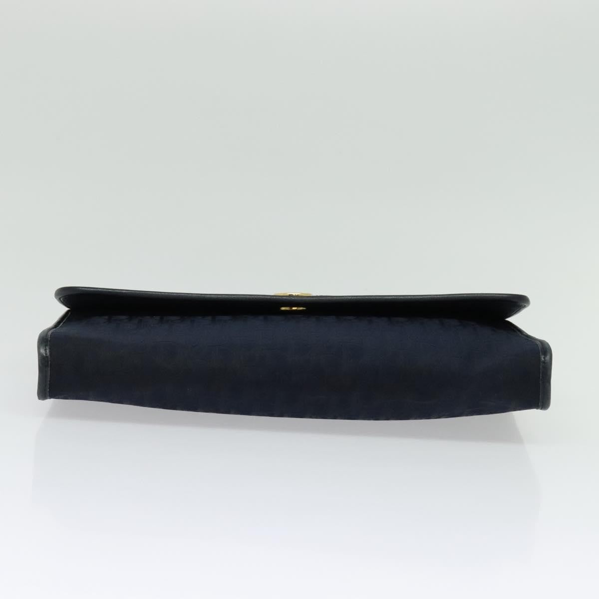 Christian Dior Vintage Chain Flap Diorissimo Canvas Navy Canvas Shoulder Bag Bag (Pre-Owned)