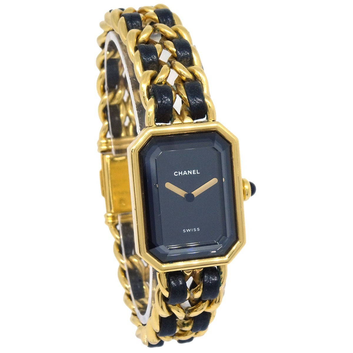 Chanel Premiere Rock Quartz Plated Metal And Leather Watch (Pre-Owned)