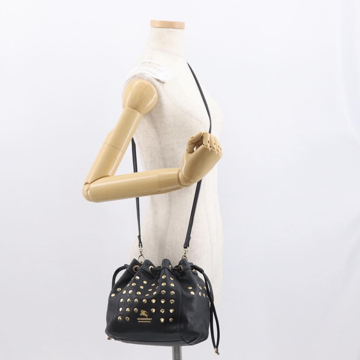 Burberry Blue Label Leather Black Leather Shoulder Bag Bag (Pre-Owned)