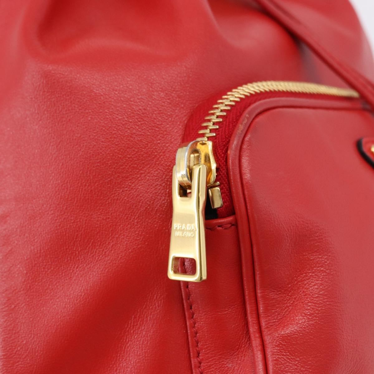 Prada Drawstring Pocket Bucket Soft Calf Red Leather Shoulder Bag Bag (Pre-Owned)
