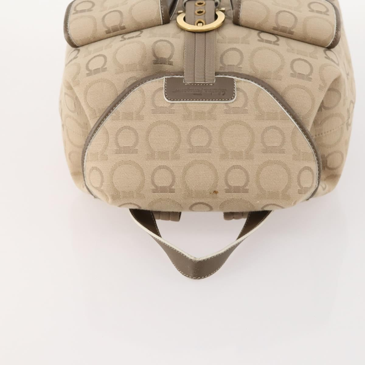 Salvatore Ferragamo Gancini Canvas Beige Canvas Backpack Bag (Pre-Owned)