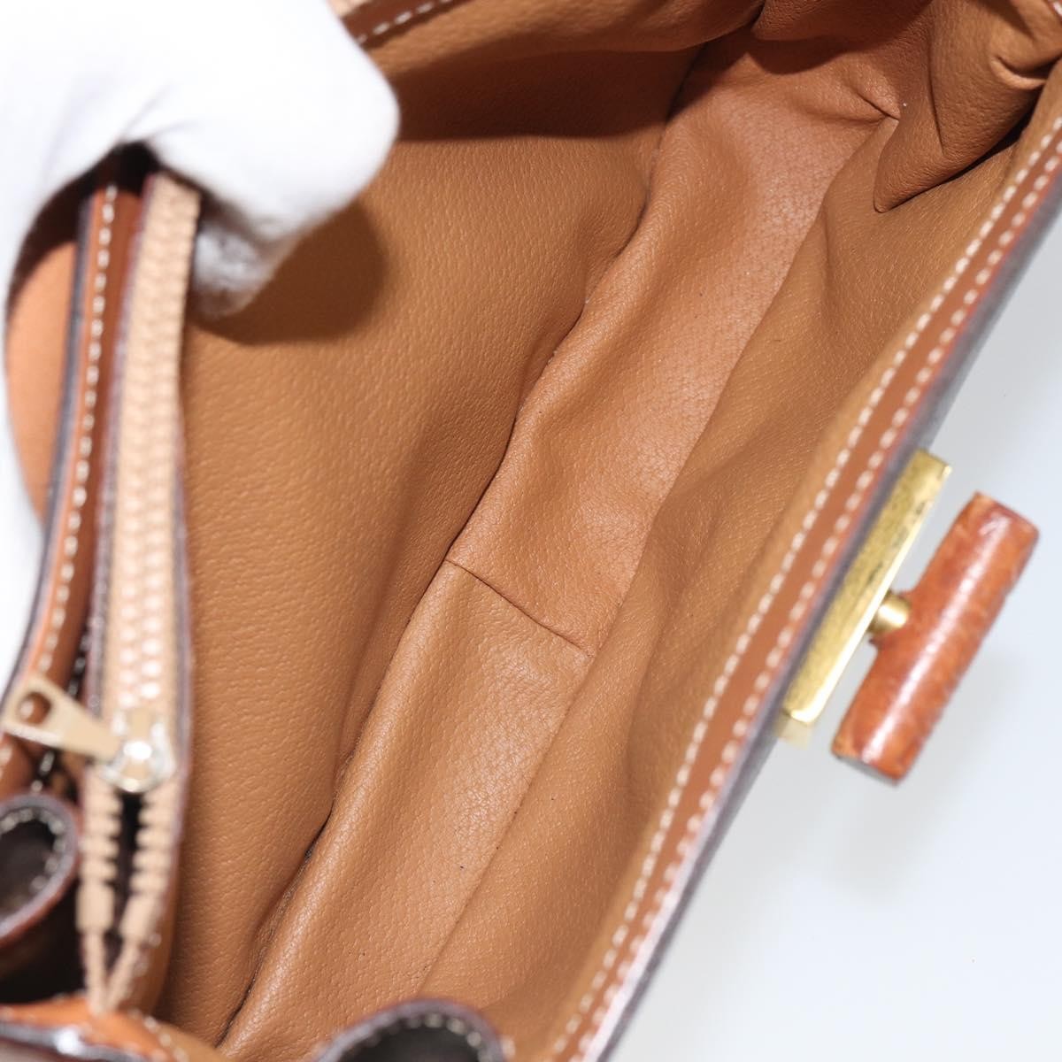 Celine Vintage Convertible Top Handle Macadam Coated Canvas Brown Pvc Handbag (Pre-Owned)