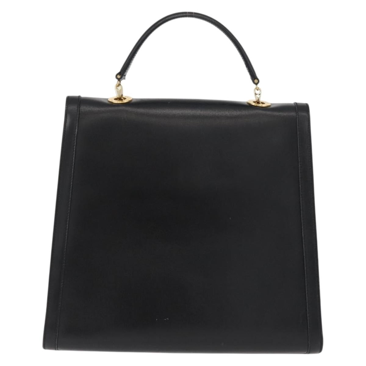 Celine Top Handle Leather Black Leather Handbag (Pre-Owned)