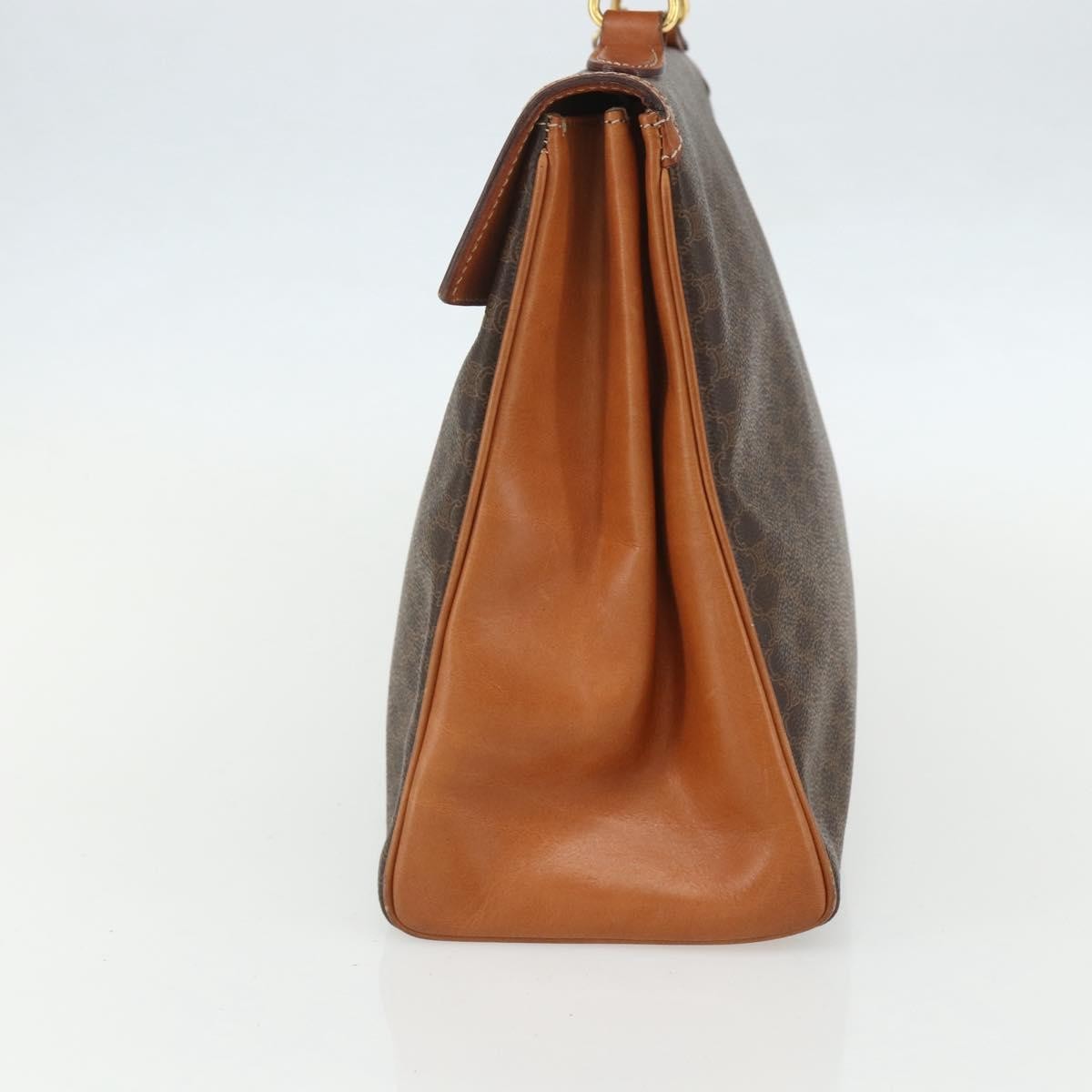 Celine Vintage Macadam Canvas And Leather Brown Canvas Handbag (Pre-Owned)