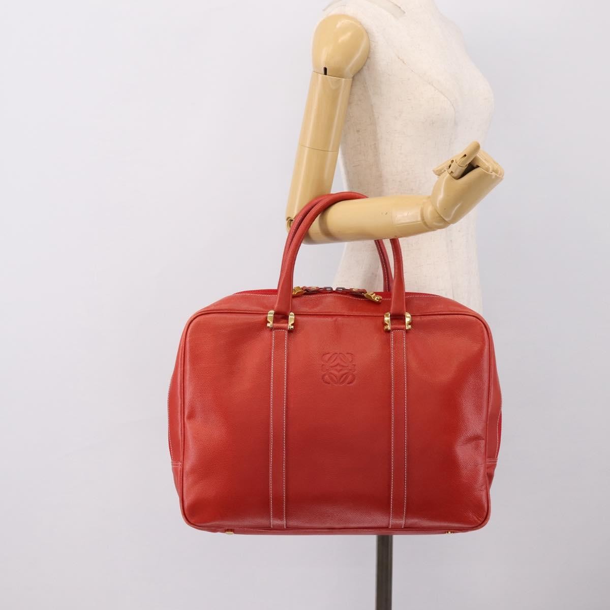 Loewe Anagram Business Leather Red Leather Briefcase Bag (Pre-Owned)