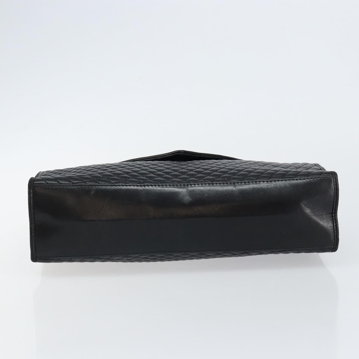 Bally Vintage Flap Quilted Leather Black Leather Handbag (Pre-Owned)