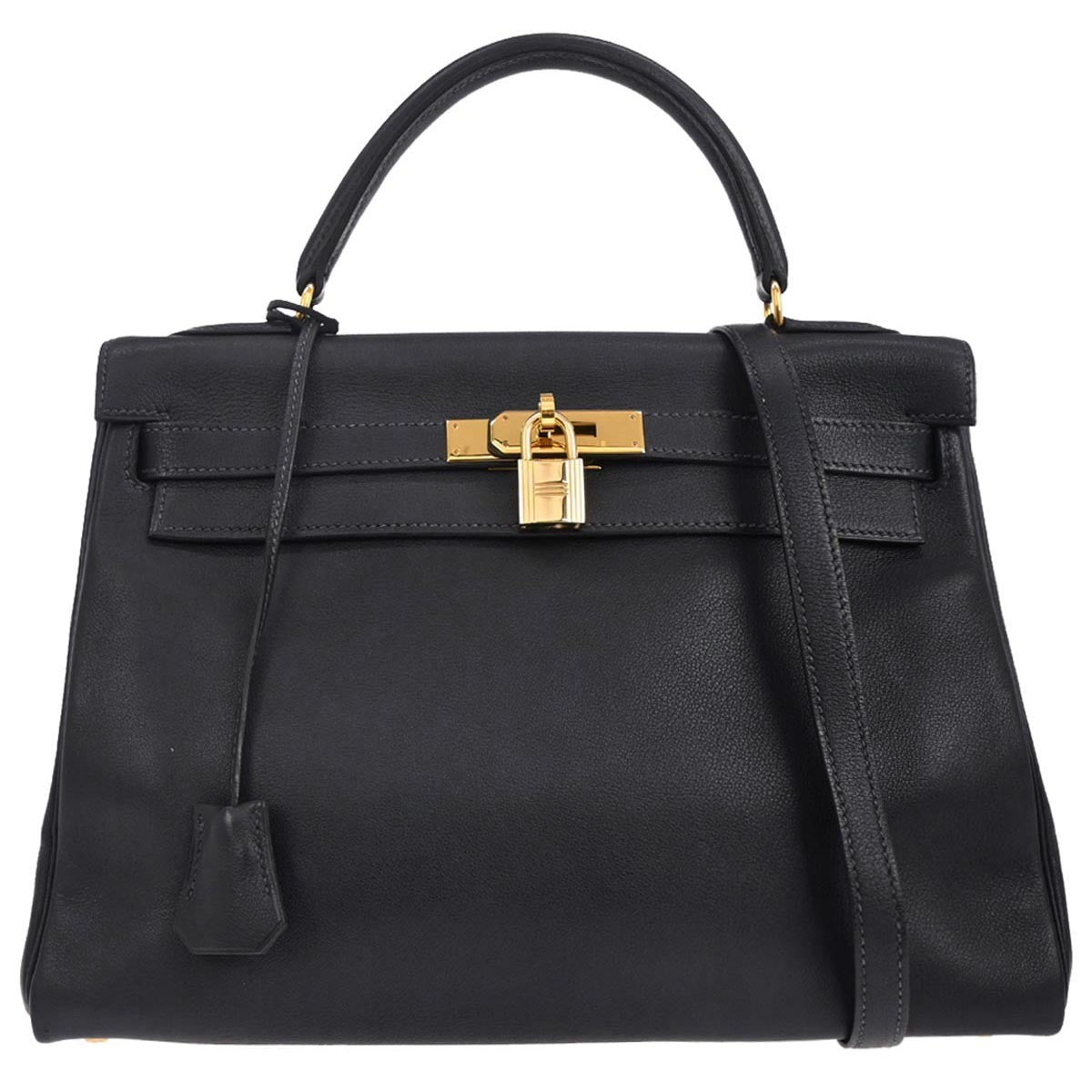 Hermes Kelly Blue Courchevel With Gold Hardware Blue Leather Handbag (Pre-Owned)