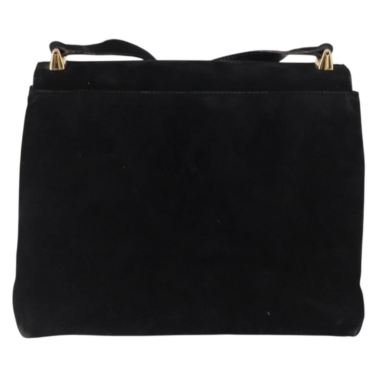 Salvatore Ferragamo Gancini Suede Black Suede Shoulder Bag Bag (Pre-Owned)