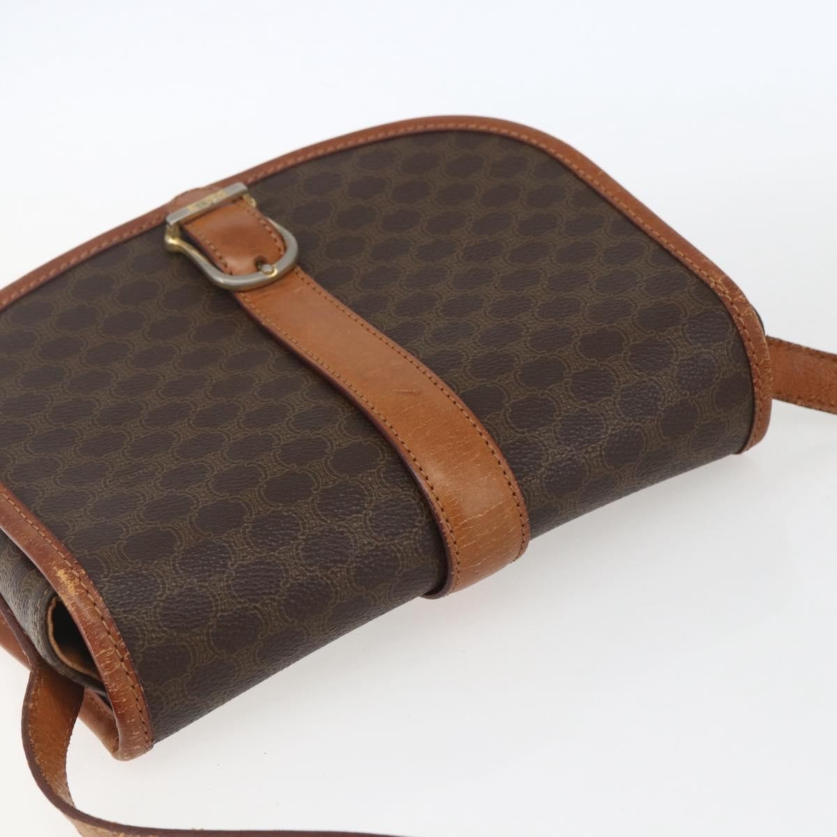 Celine Vintage Macadam Canvas And Leather Brown Canvas Shoulder Bag Bag (Pre-Owned)
