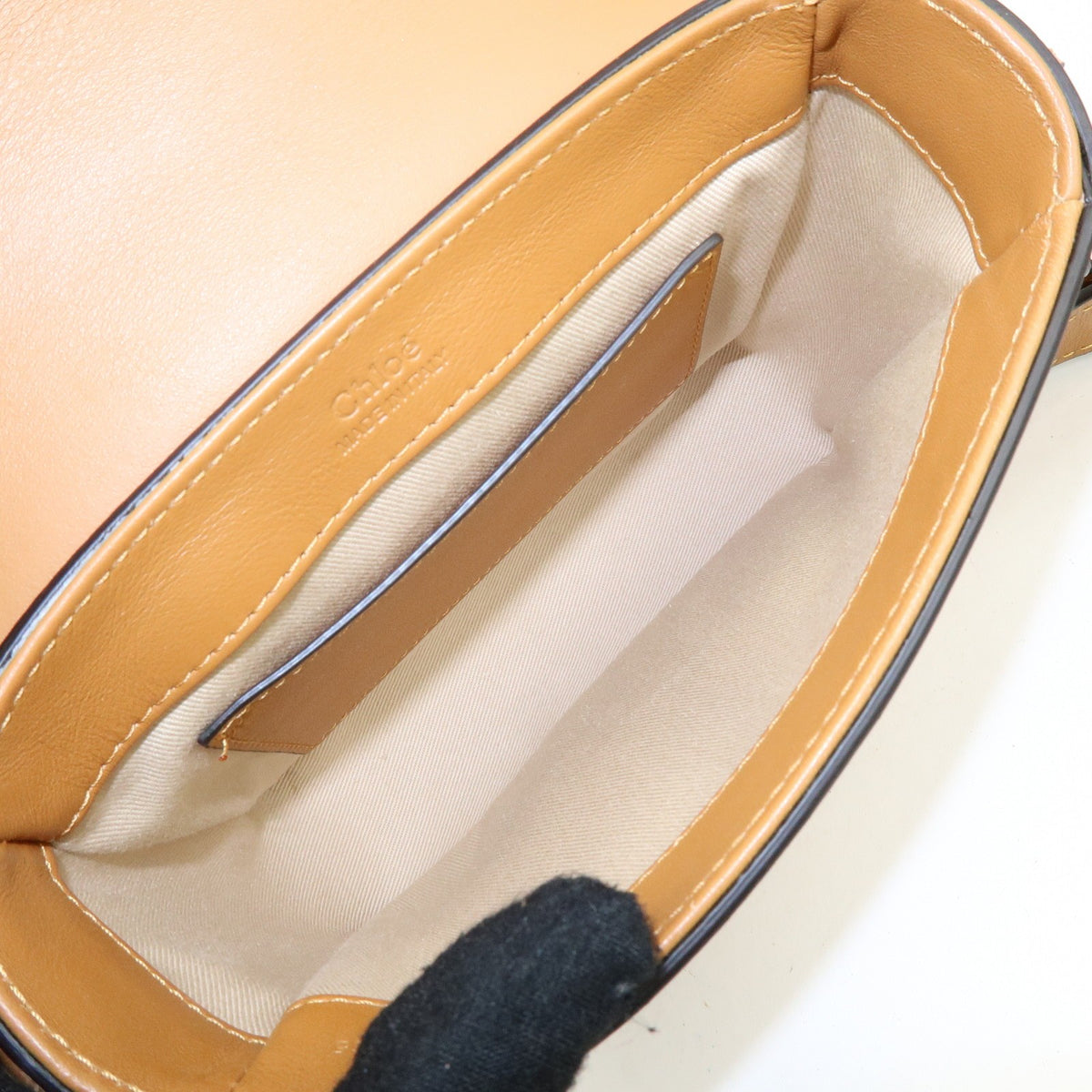Chloe C Flap Crocodile Embossed Leather Brown Leather Handbag (Pre-Owned)
