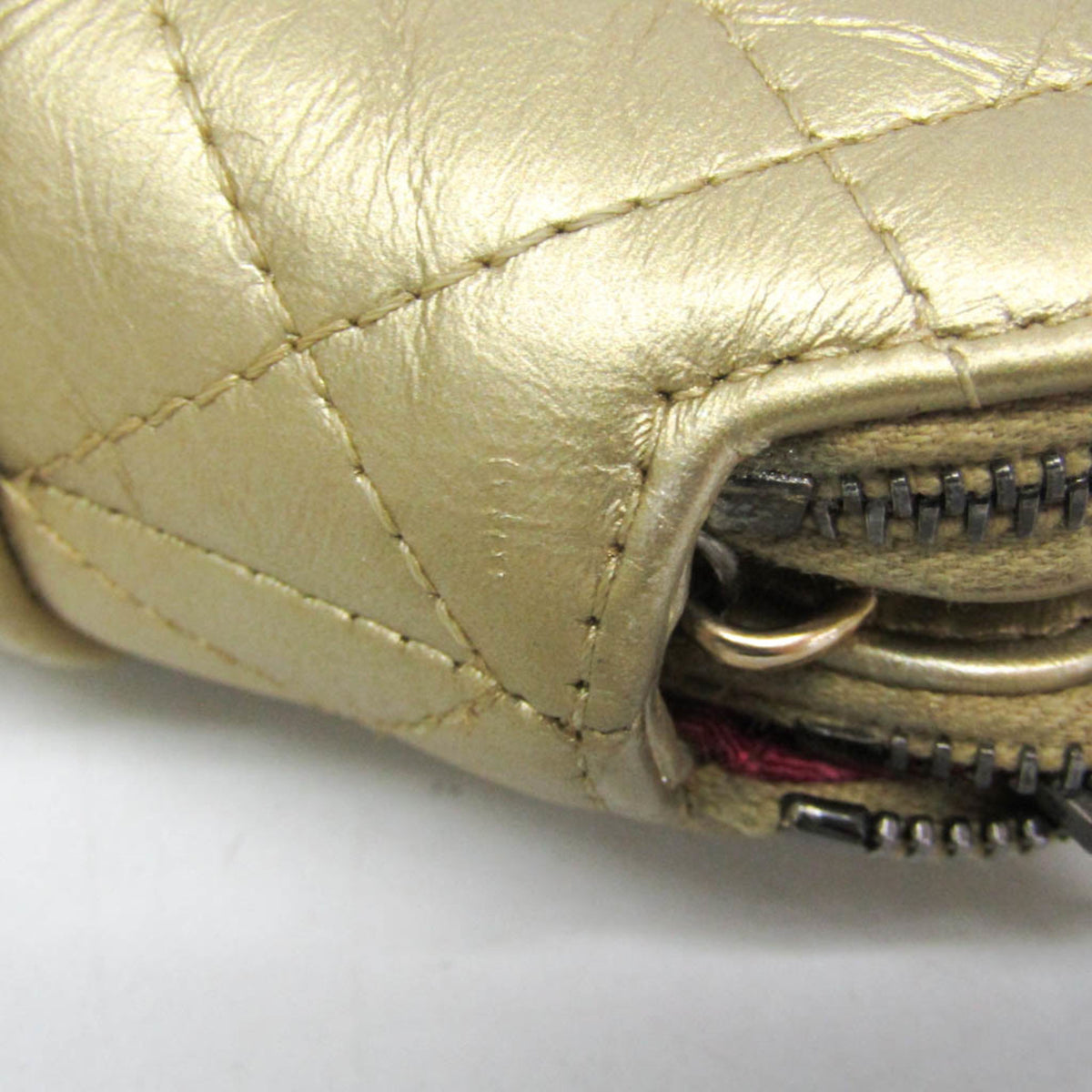 Chanel Gabrielle Double Zip Clutch With Chain Quilted Aged Calfskin Gold Leather Shoulder Bag Bag (Pre-Owned)