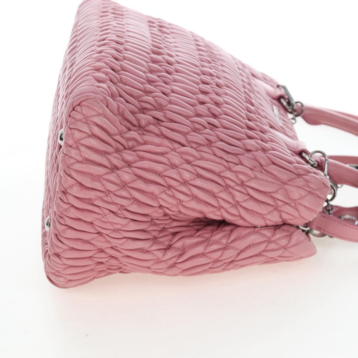 Miu Miu Crystal Turnlock Convertible Satchel Leather Pink Leather Shoulder Bag Bag (Pre-Owned)