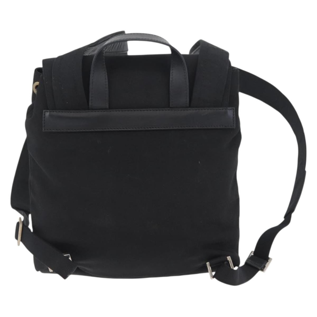 Gucci Vintage Flap Nylon Black Nylon Backpack Bag (Pre-Owned)