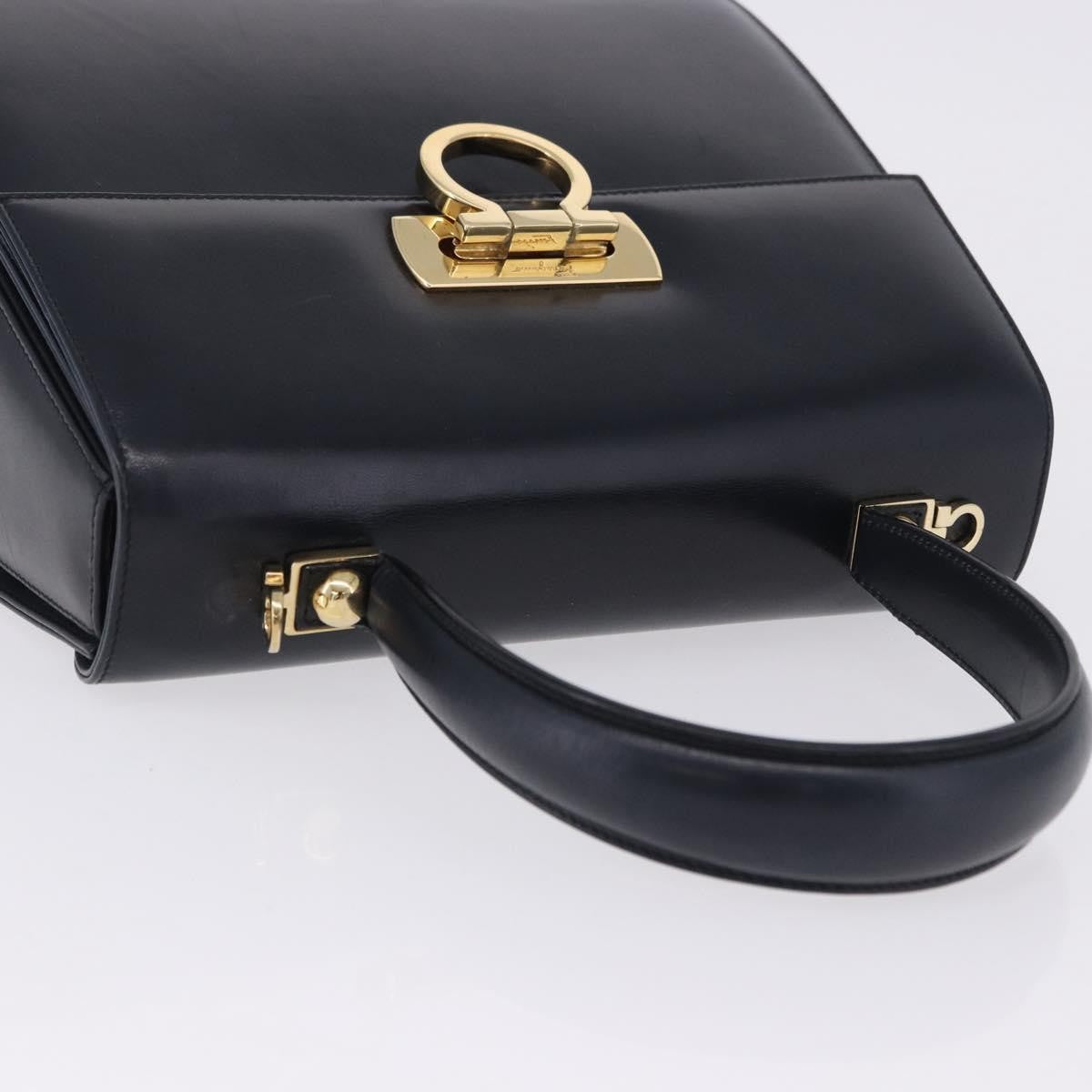 Salvatore Ferragamo Convertible Top Handle Leather Navy Leather Handbag (Pre-Owned)