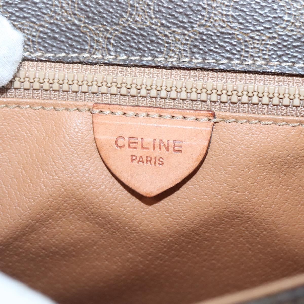 Celine Vintage Macadam Canvas And Leather Brown Canvas Shoulder Bag Bag (Pre-Owned)