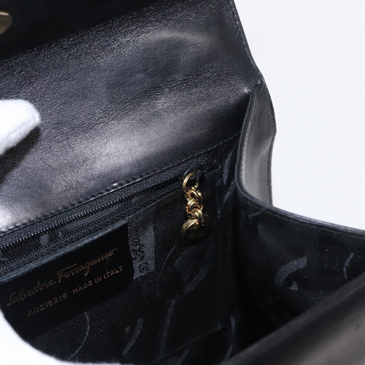 Salvatore Ferragamo Vintage Vara Bow Top Handle Leather Black Leather Handbag (Pre-Owned)