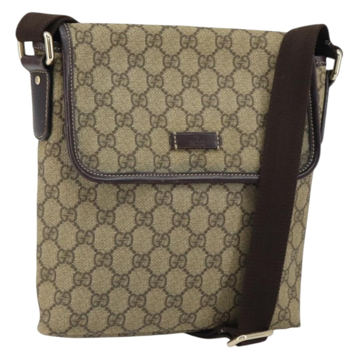 Gucci Flap Messenger Gg Coated Canvas Beige Pvc Shoulder Bag Bag (Pre-Owned)