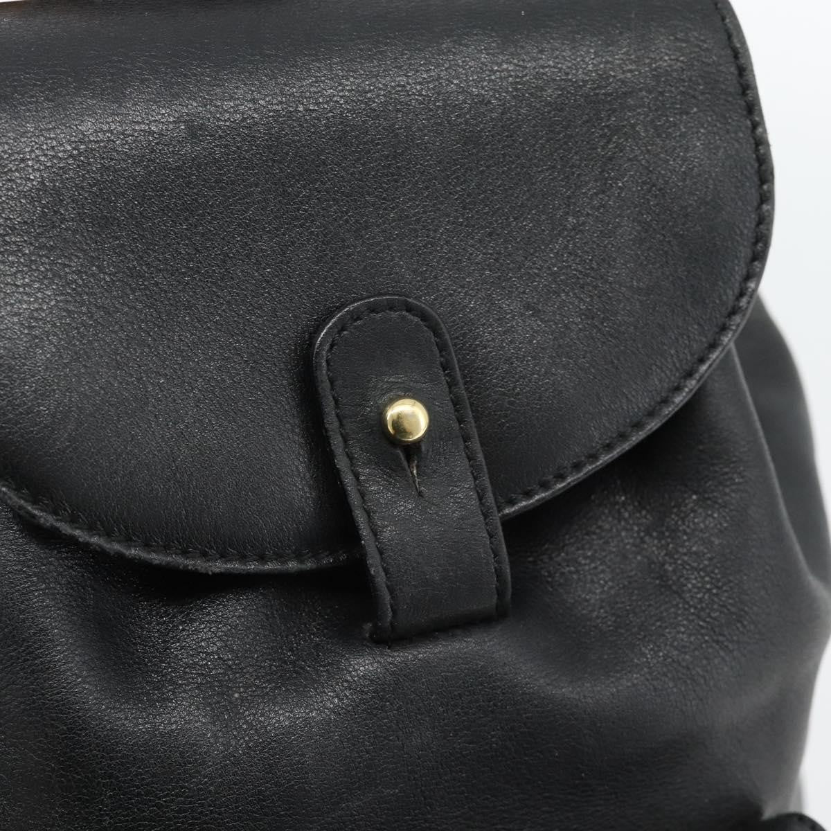 Gucci Vintage Bamboo Leather Black Leather Backpack Bag (Pre-Owned)