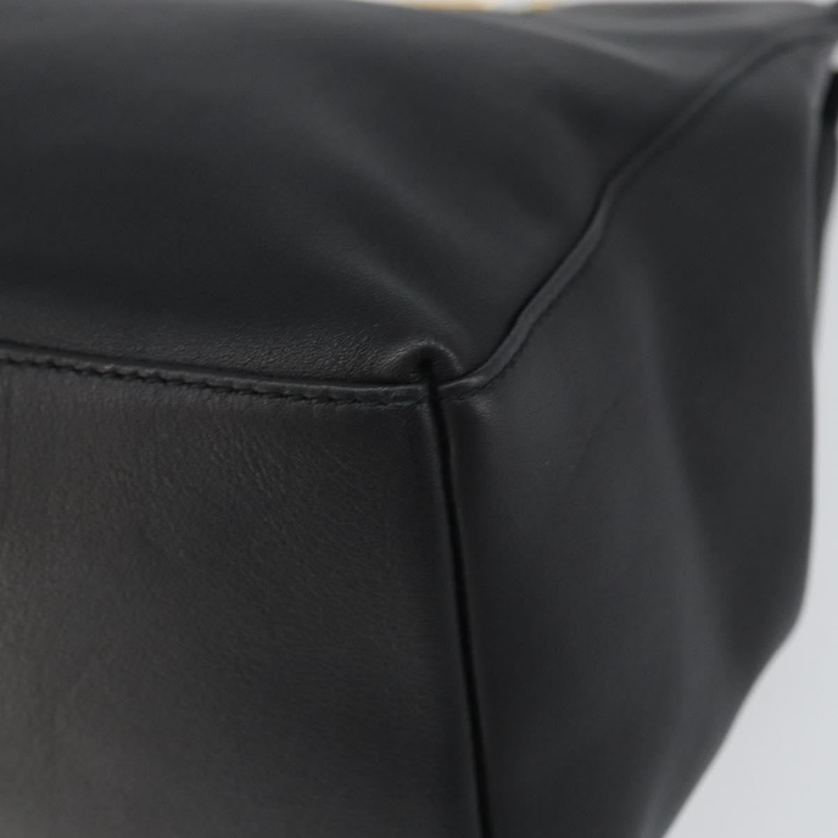 Salvatore Ferragamo Gancini Leather Black Leather Shoulder Bag Bag (Pre-Owned)