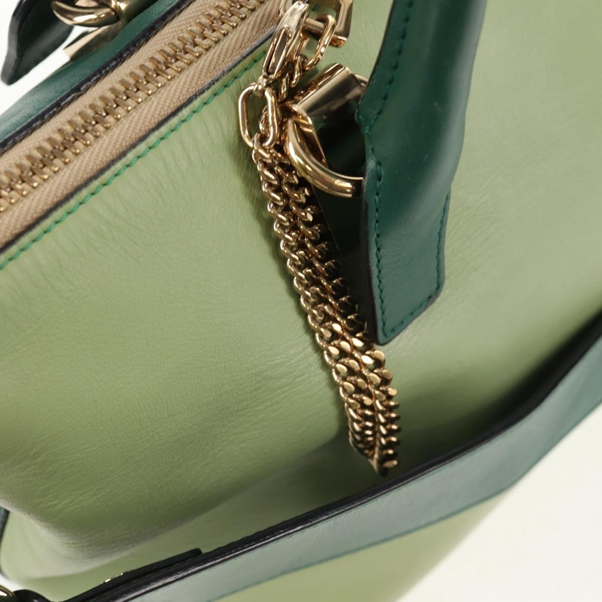 Chloe Bicolor Baylee Satchel Leather Green Leather Bag (Pre-Owned)