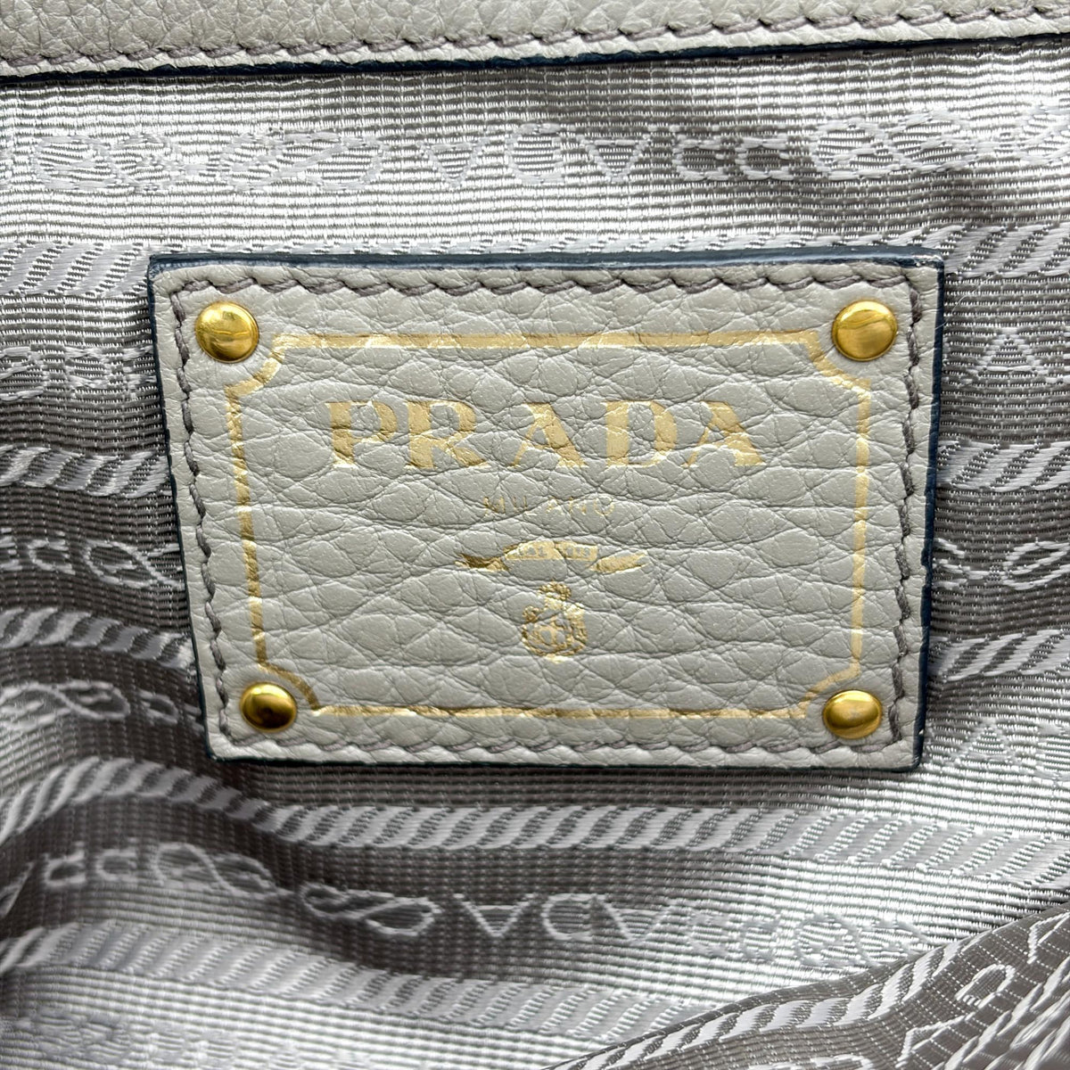 Prada Shoulder Bag Leather Gray Calfskin Shoulder Bag Bag (Pre-Owned)