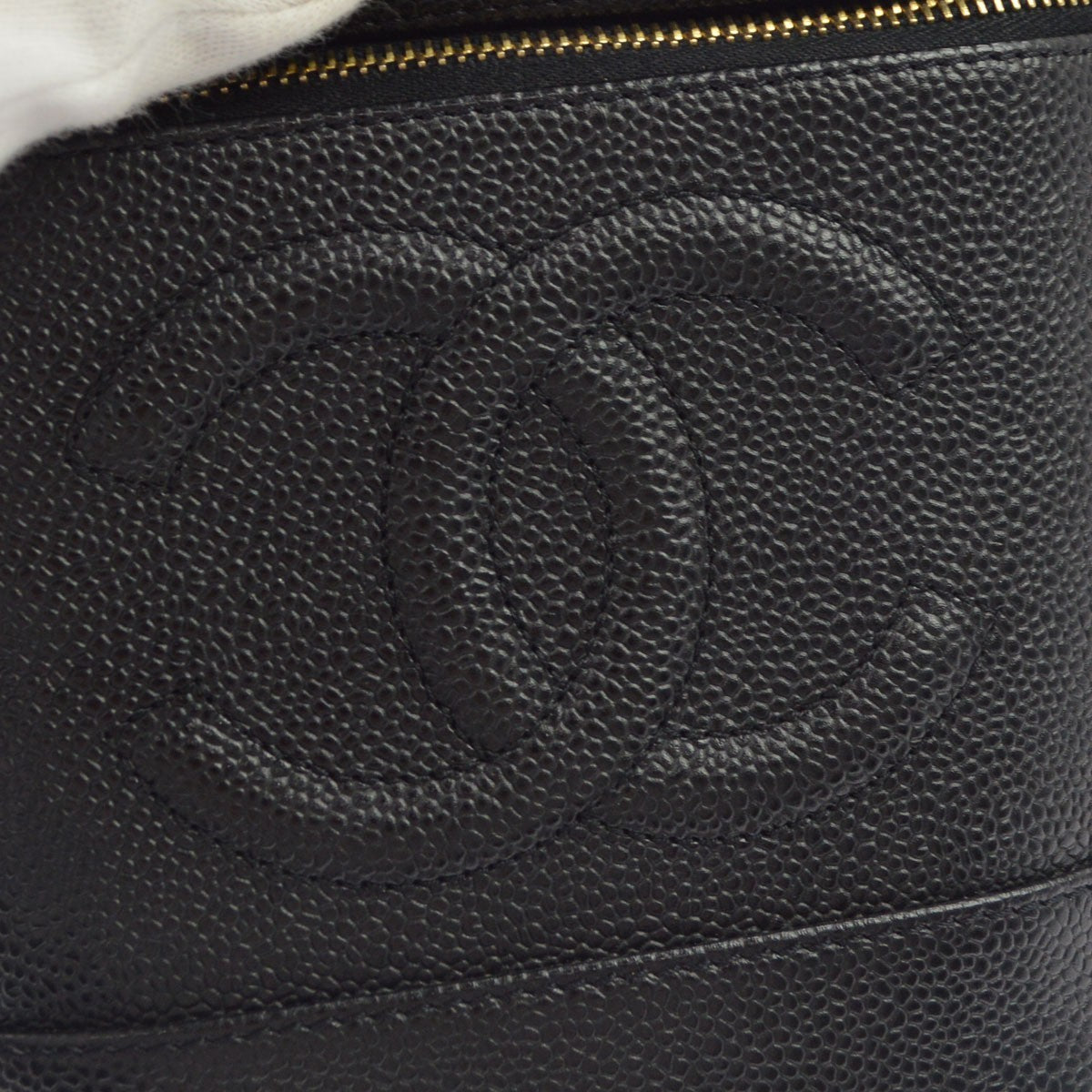 Chanel Vintage Cosmetic Case Lambskin Black Leather Clutche & Pouche Bag (Pre-Owned)