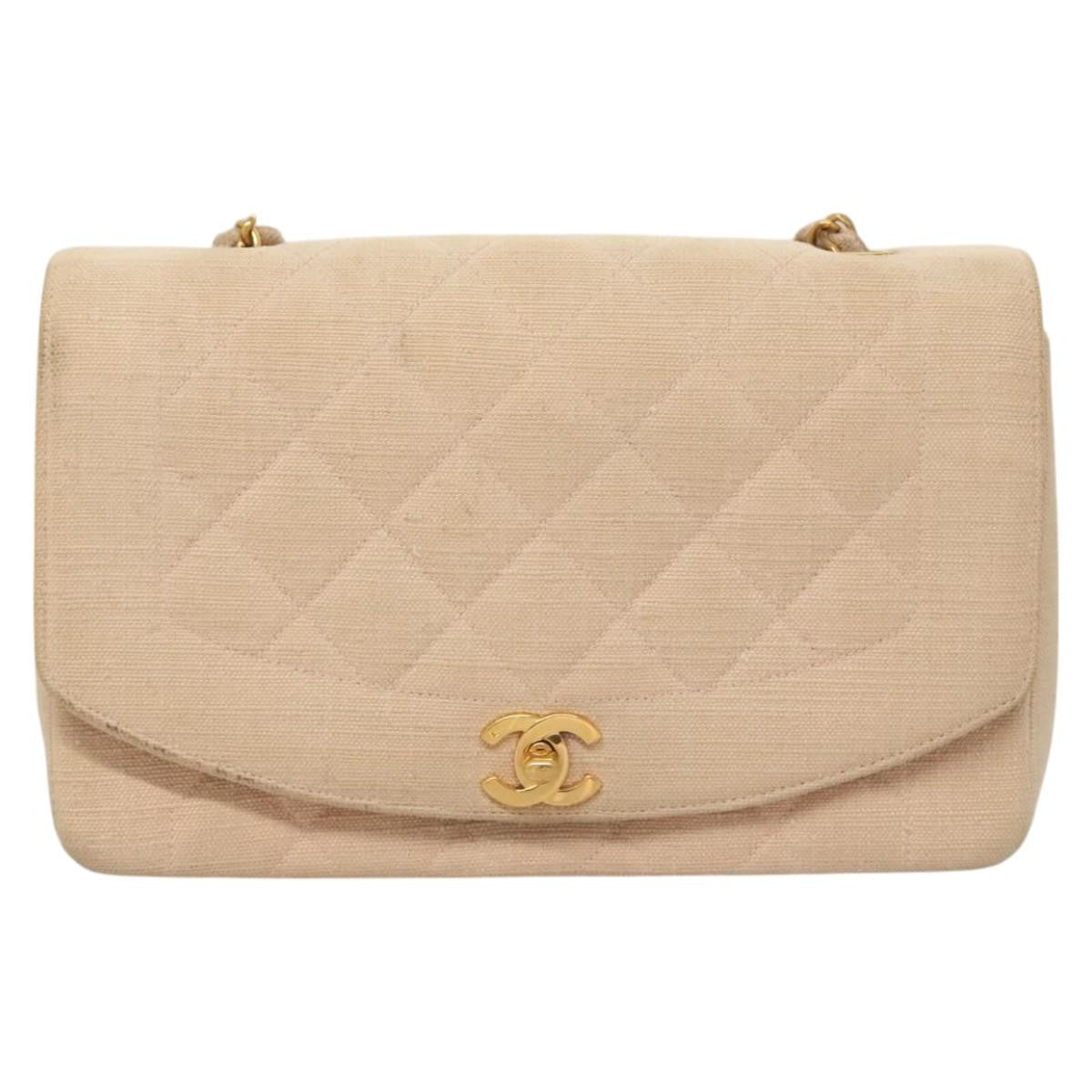 Chanel Vintage Diana Flap Quilted Canvas Pink Canvas Shoulder Bag Bag (Pre-Owned)