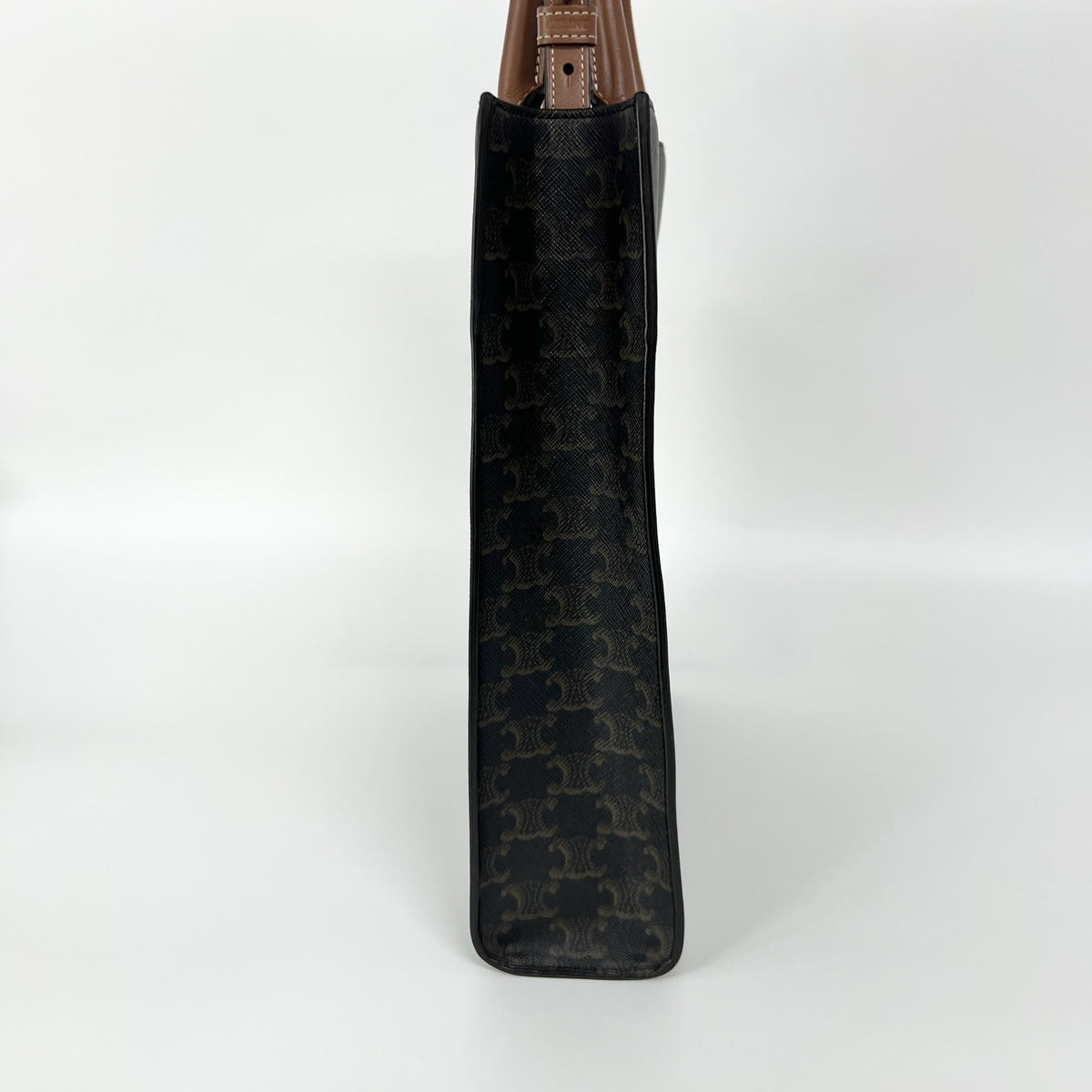 Celine Vertical Cabas Triomphe Coated Canvas Brown Canvas Tote Bag Bag (Pre-Owned)