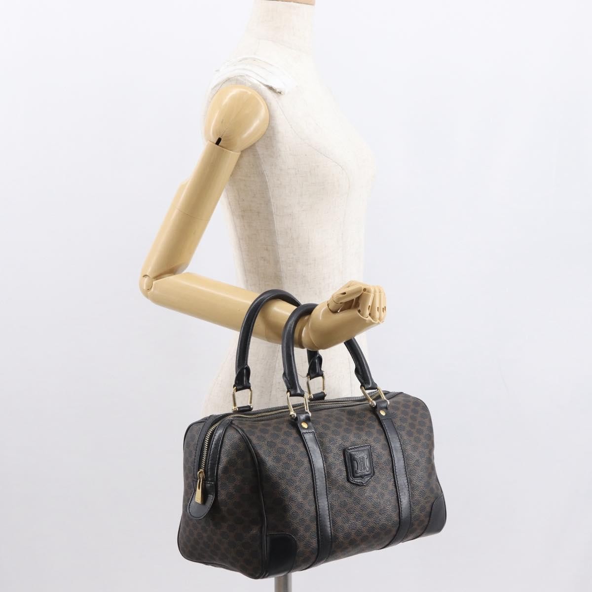 Celine Vintage Duffle Macadam Coated Canvas Black Canvas Handbag (Pre-Owned)