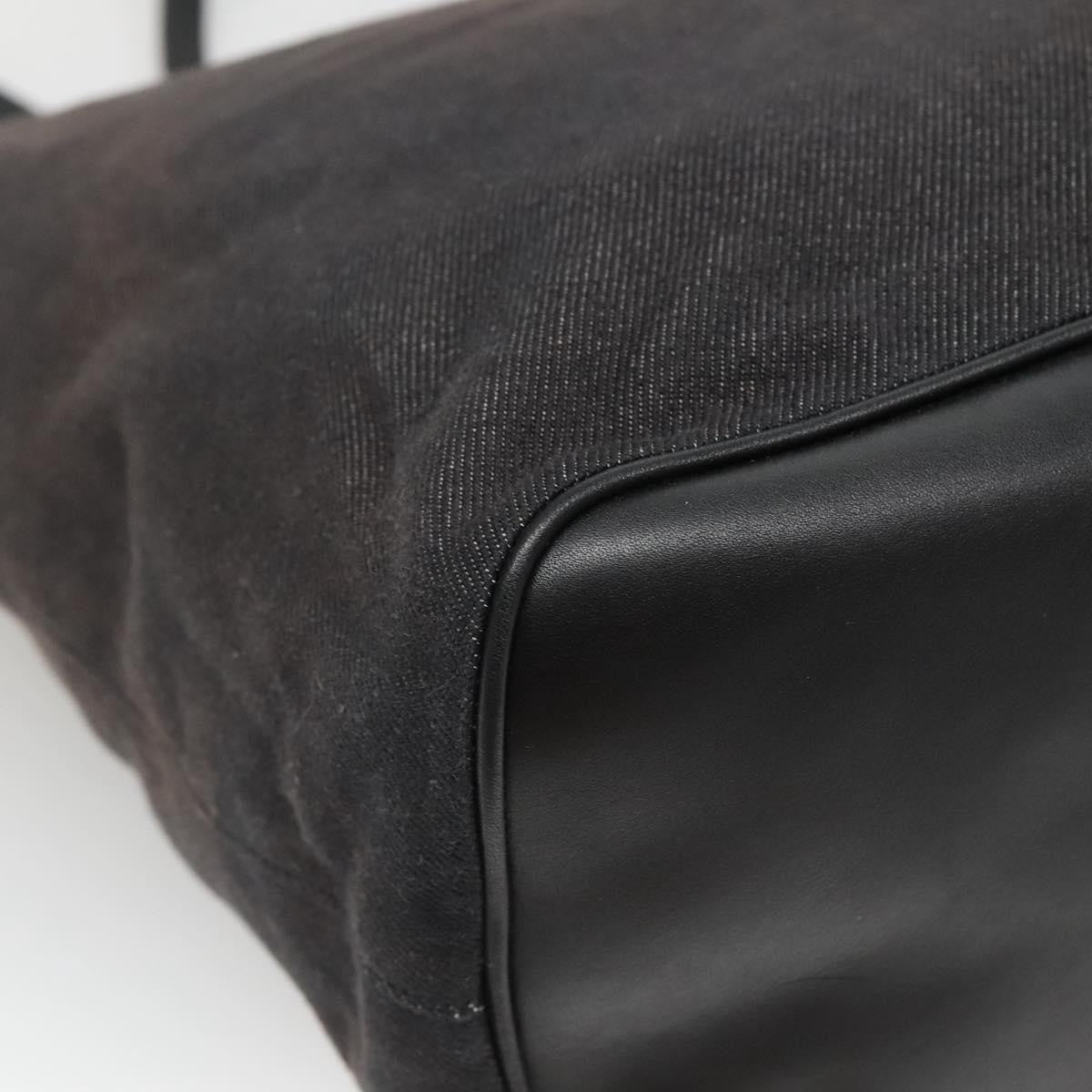 Salvatore Ferragamo Gancini Tote Canvas Black Canvas Tote Bag Bag (Pre-Owned)