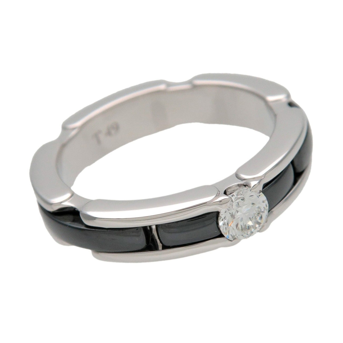 Chanel Ultra Link 18K White Gold And Ceramic With Diamond Silver White_Gold Ring Jewelry (Pre-Owned)