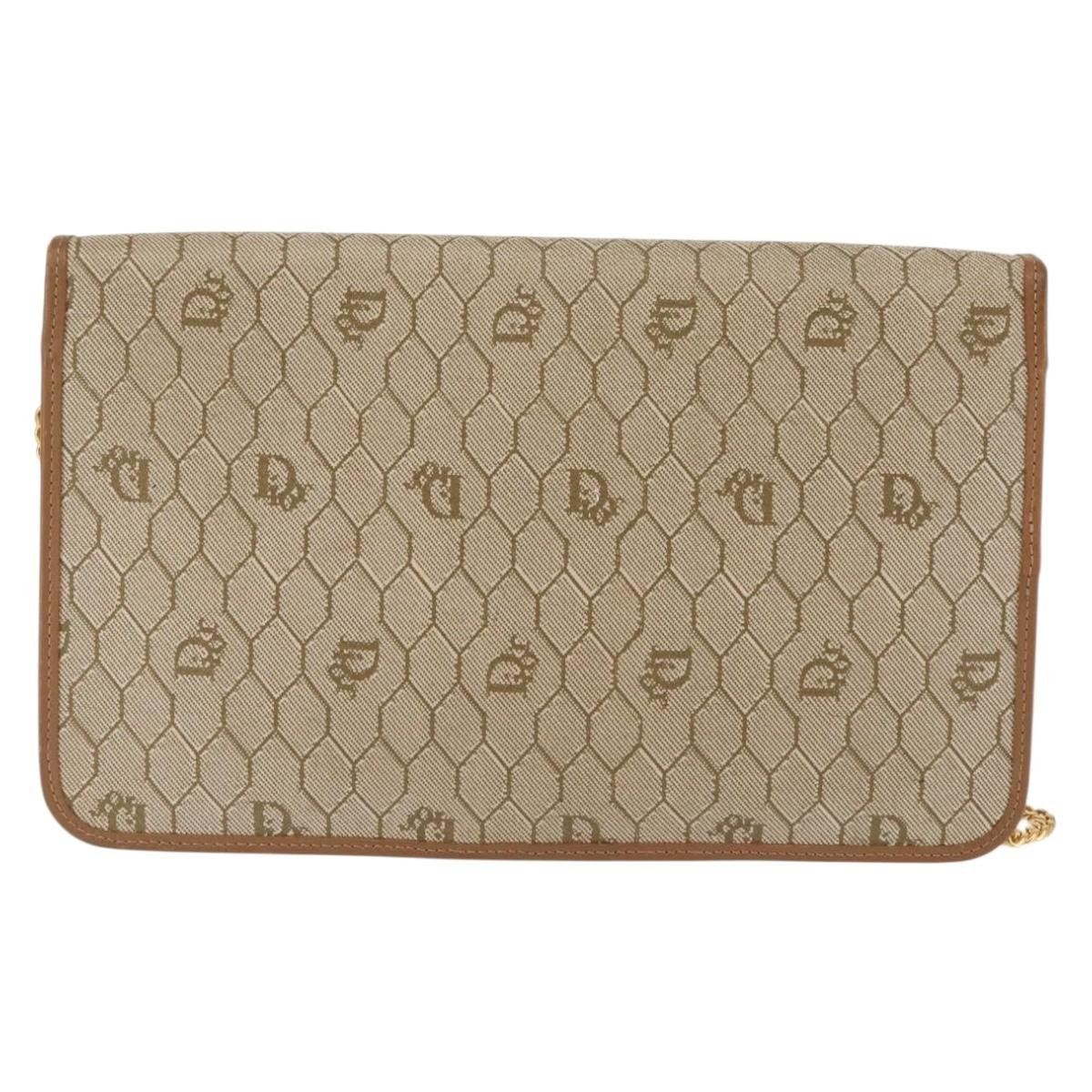 Christian Dior Vintage Honeycomb Zip Coated Canvas Beige Canvas Shoulder Bag Bag (Pre-Owned)
