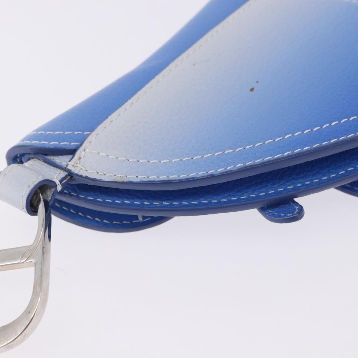 Christian Dior Saddle Wristlet Clutch Leather Blue Leather Clutche & Pouche Bag (Pre-Owned)