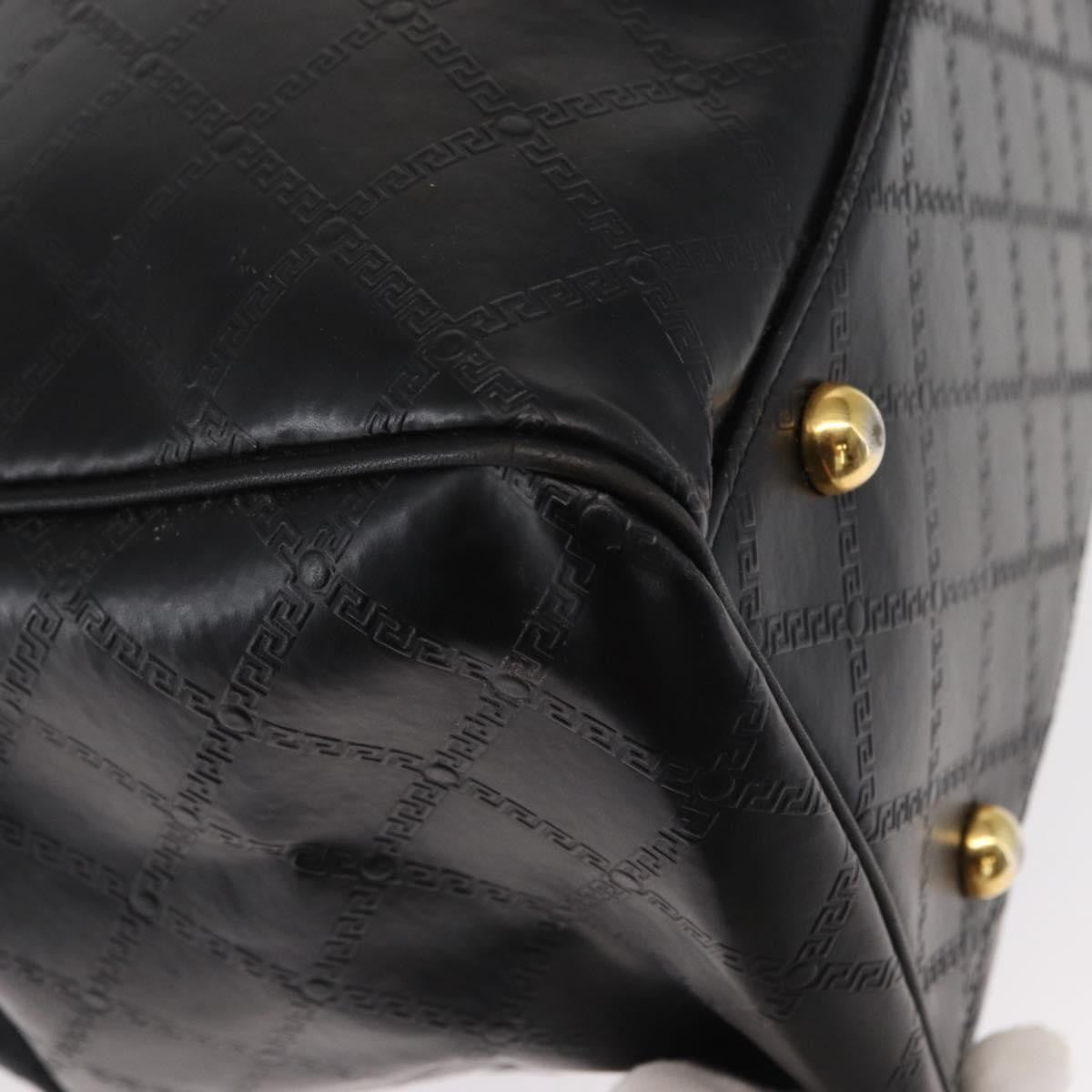 Versace Vintage Sun Duffle Embossed Leather Yellow Leather Handbag (Pre-Owned)