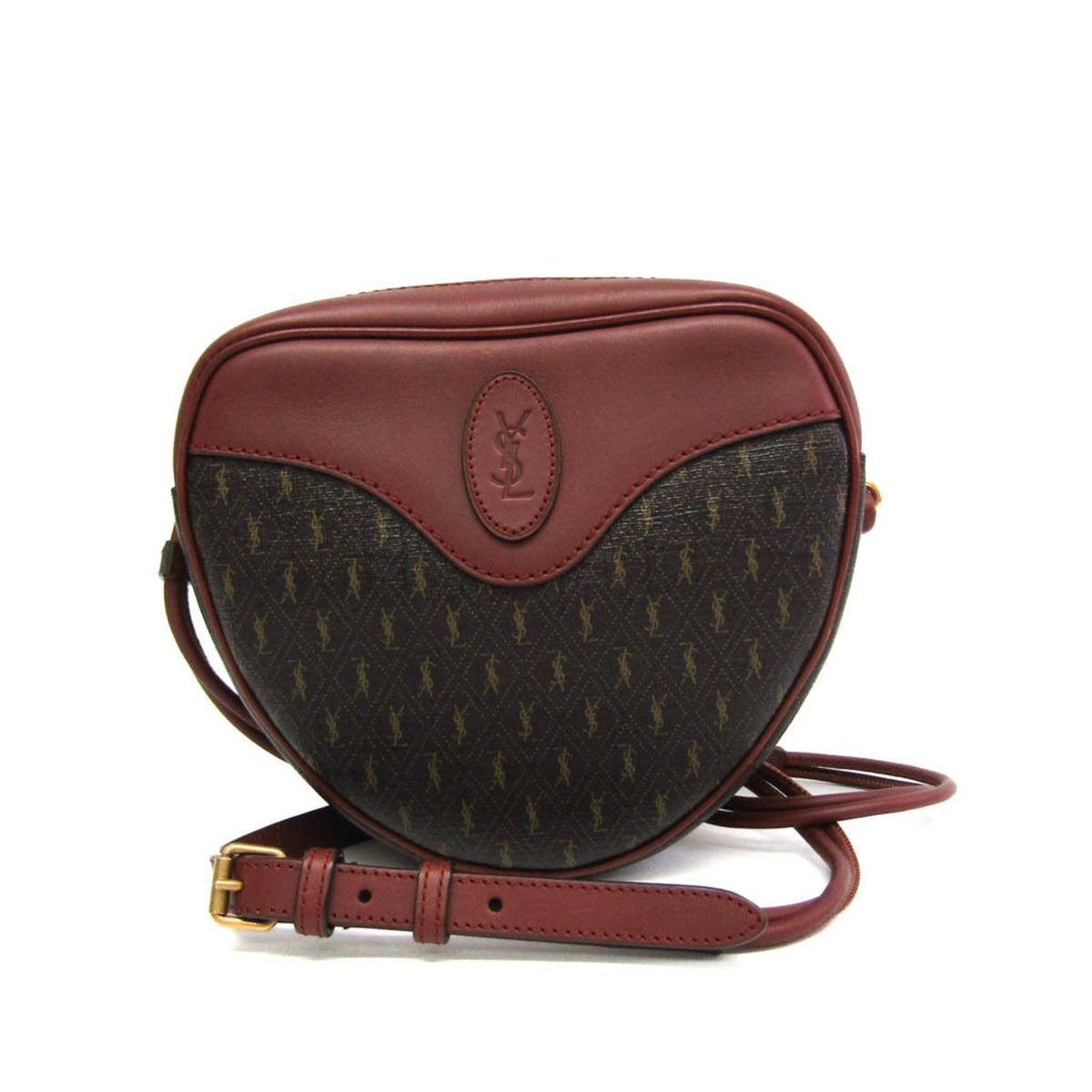 Saint Laurent Le Monogramme Coeur Monogram All Over Coated Canvas And Leather Brown Leather Clutche & Pouche Bag (Pre-Owned)