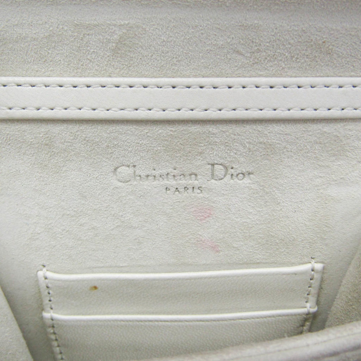 Christian Dior Diorama Vertical Clutch On Chain Studded Leather White Leather Clutche & Pouche Bag (Pre-Owned)