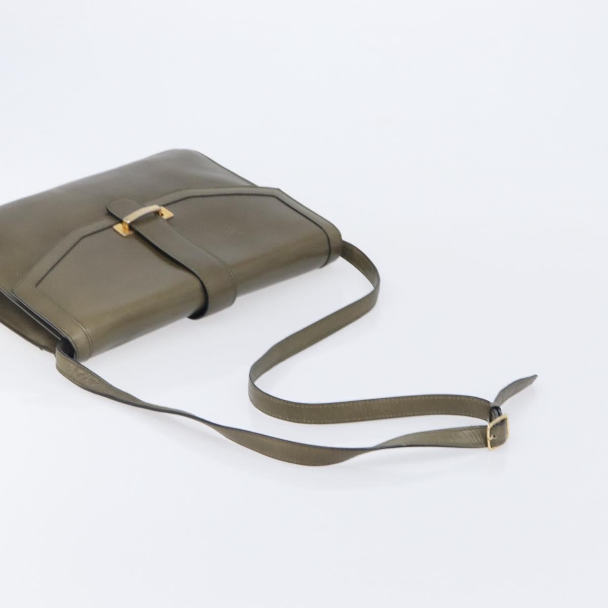 Celine Shoulder Leather Khaki Leather Shoulder Bag Bag (Pre-Owned)