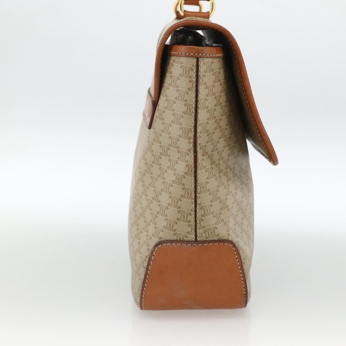 Celine Vintage Macadam Canvas And Leather Beige Canvas Handbag (Pre-Owned)