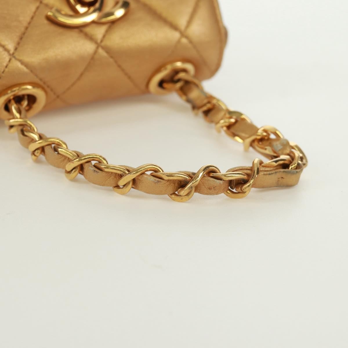 Chanel Classic Flap Charm Chain Belt Quilted Caviar Gold Leather Handbag (Pre-Owned)