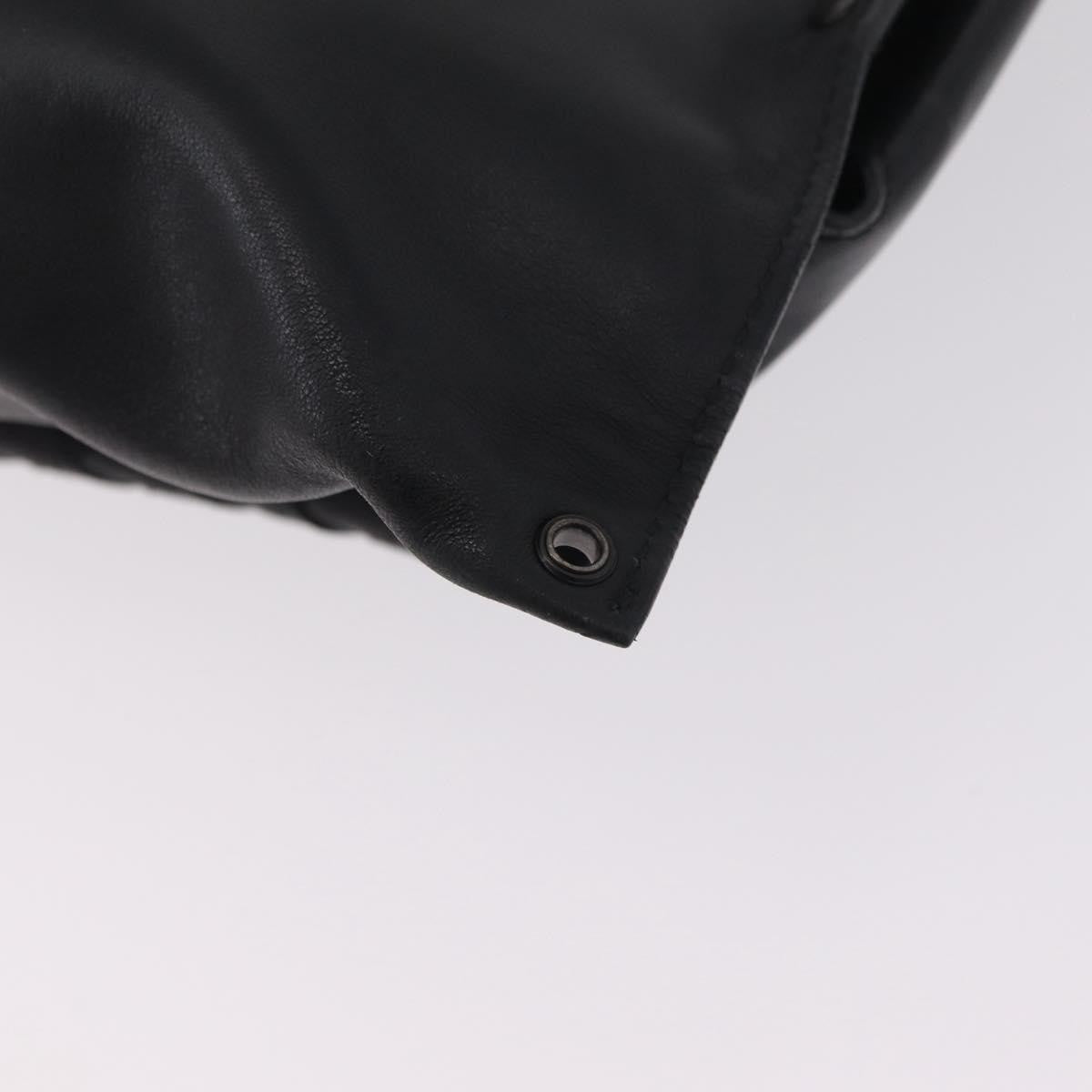 Bottega Veneta Utility Waist Leather With Intrecciato Black Leather Shoulder Bag Bag (Pre-Owned)