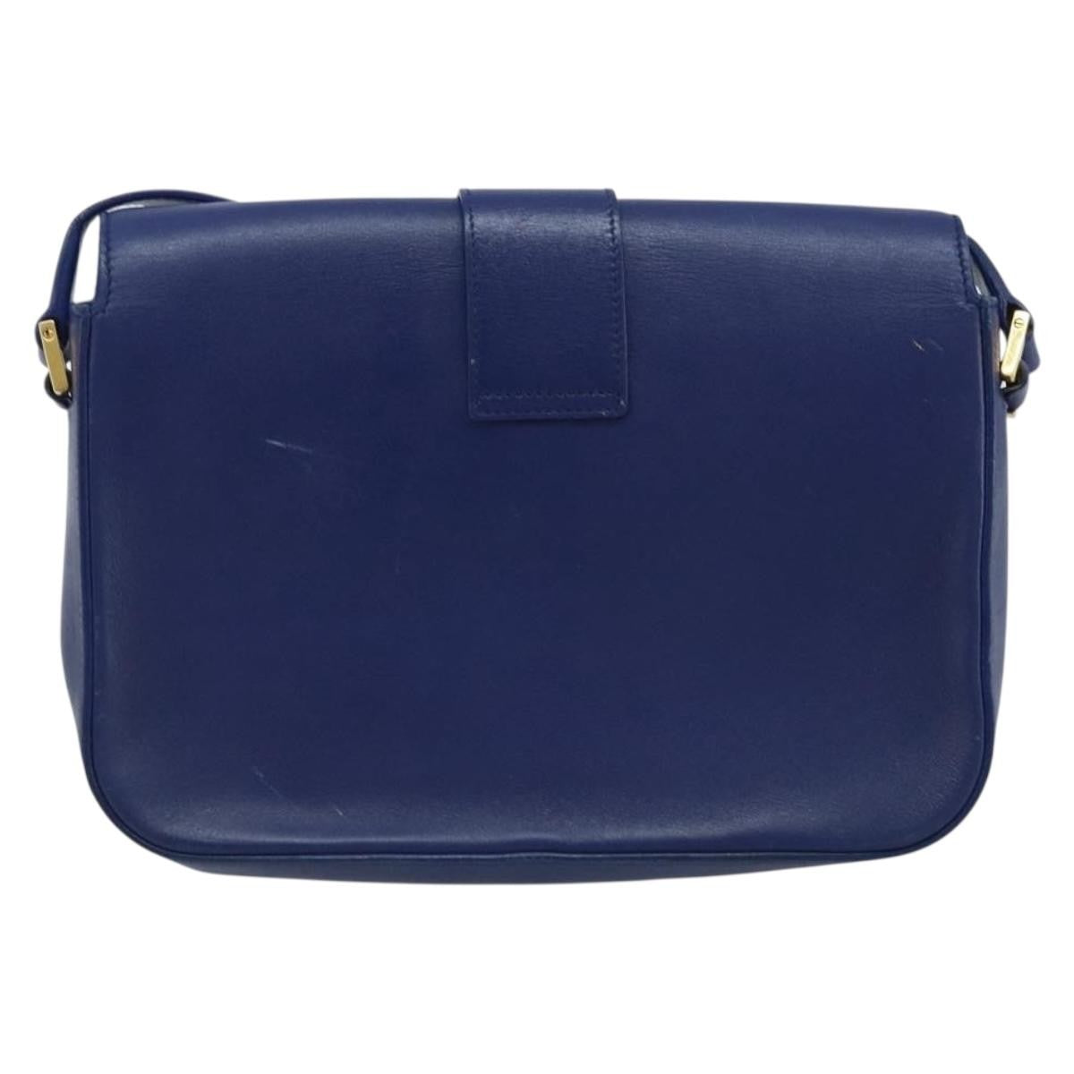 Saint Laurent Chyc Flap Leather Blue Leather Shoulder Bag Bag (Pre-Owned)
