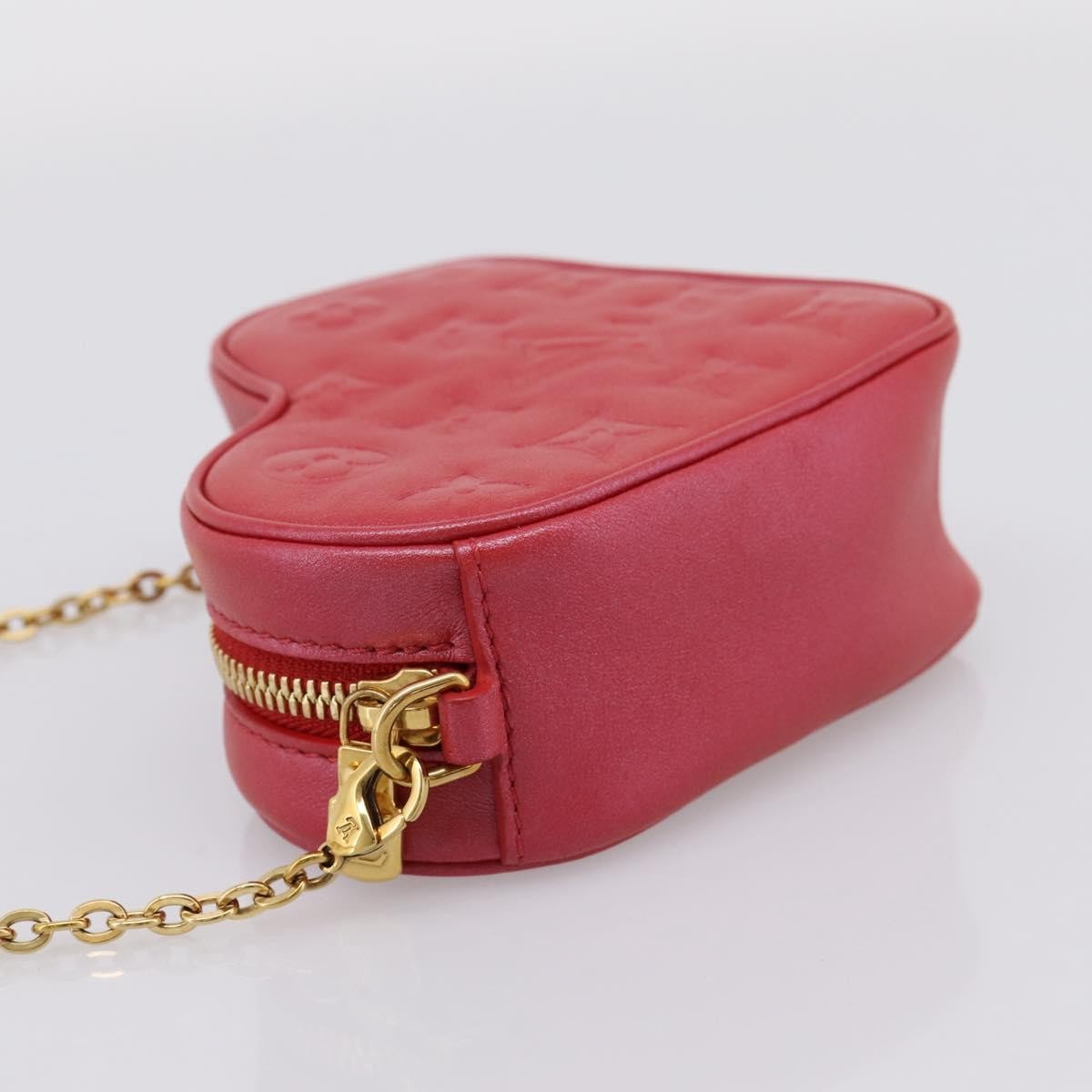 Louis Vuitton Coeur Heart On Chain Monogram Embossed Lambskin Red Leather Clutche & Pouche Bag (Pre-Owned)
