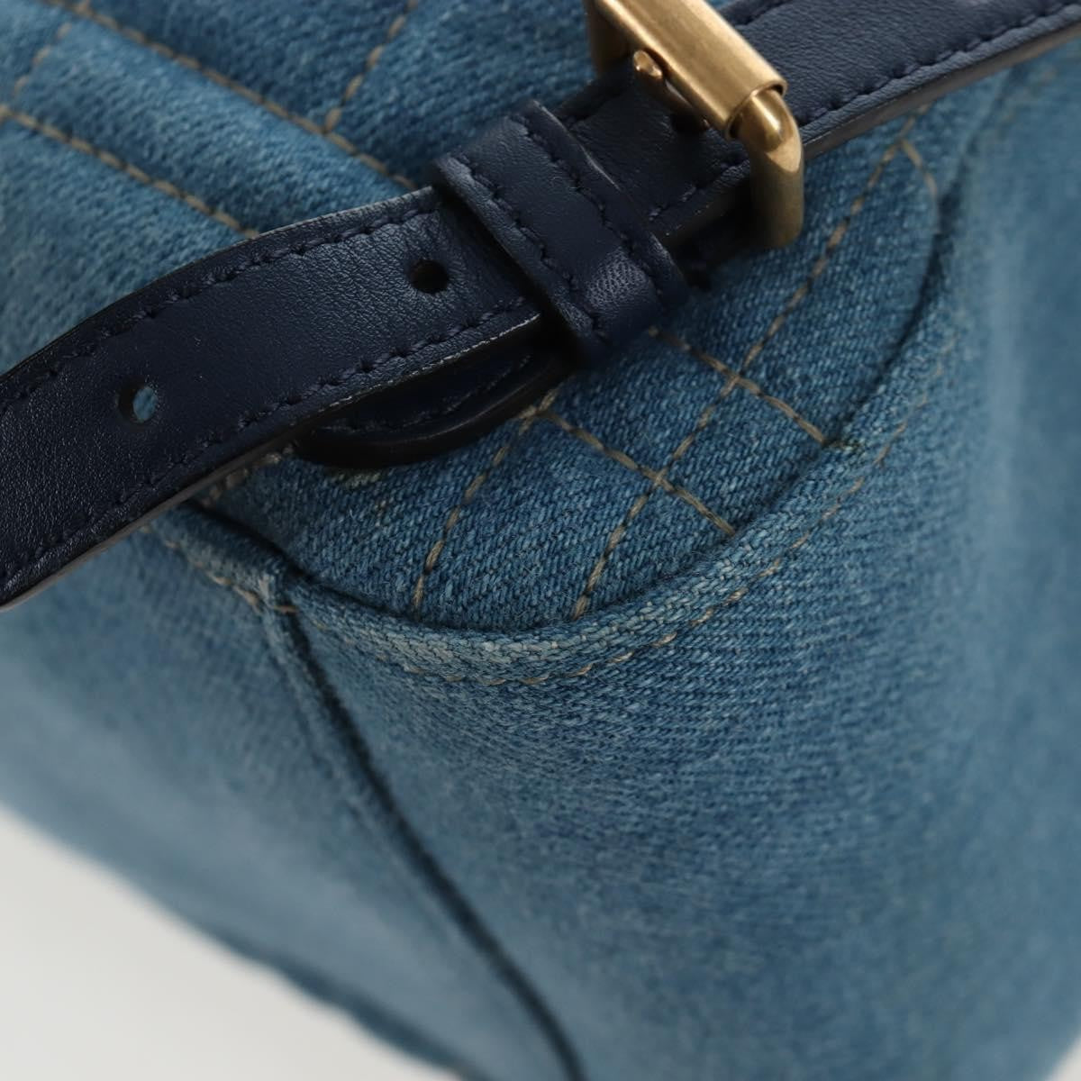Gucci Pearly Gg Marmont Embellished Matelasse Denim Blue Denim_Jeans Backpack Bag (Pre-Owned)