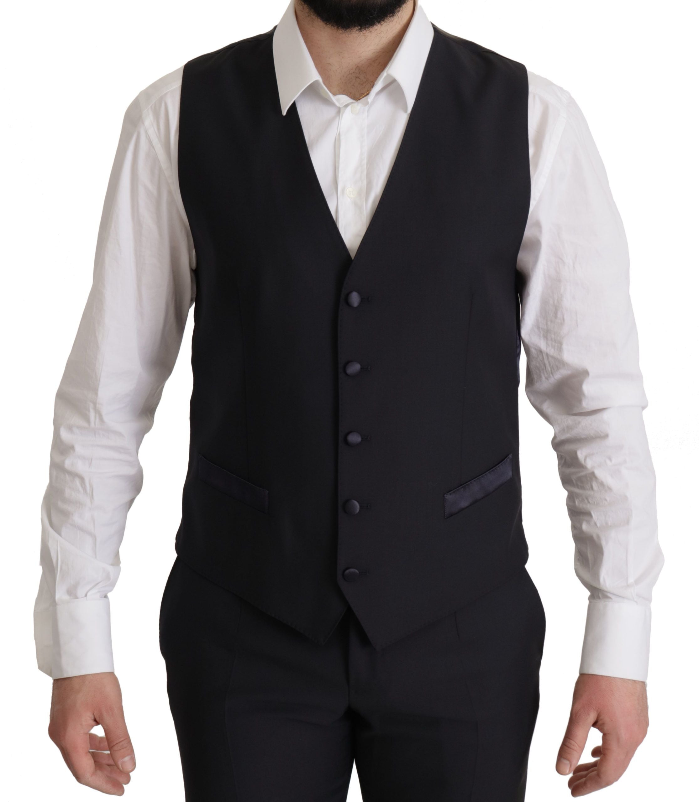 Dolce & Gabbana Elegant Black Three-Piece Wool Blend Men's Suit