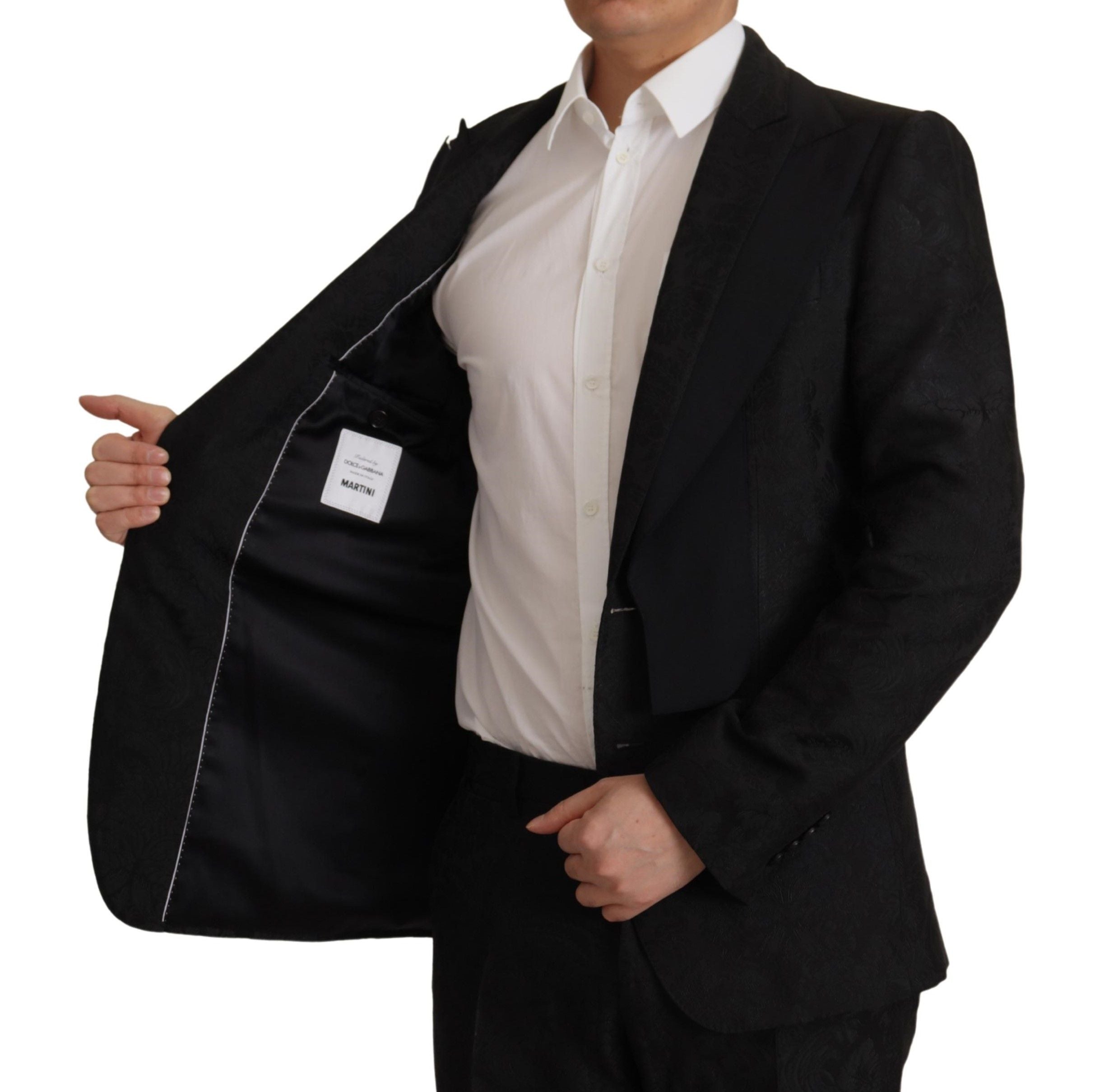 Dolce & Gabbana Black Polyester Formal 2 Piece MARTINI Men's Suit