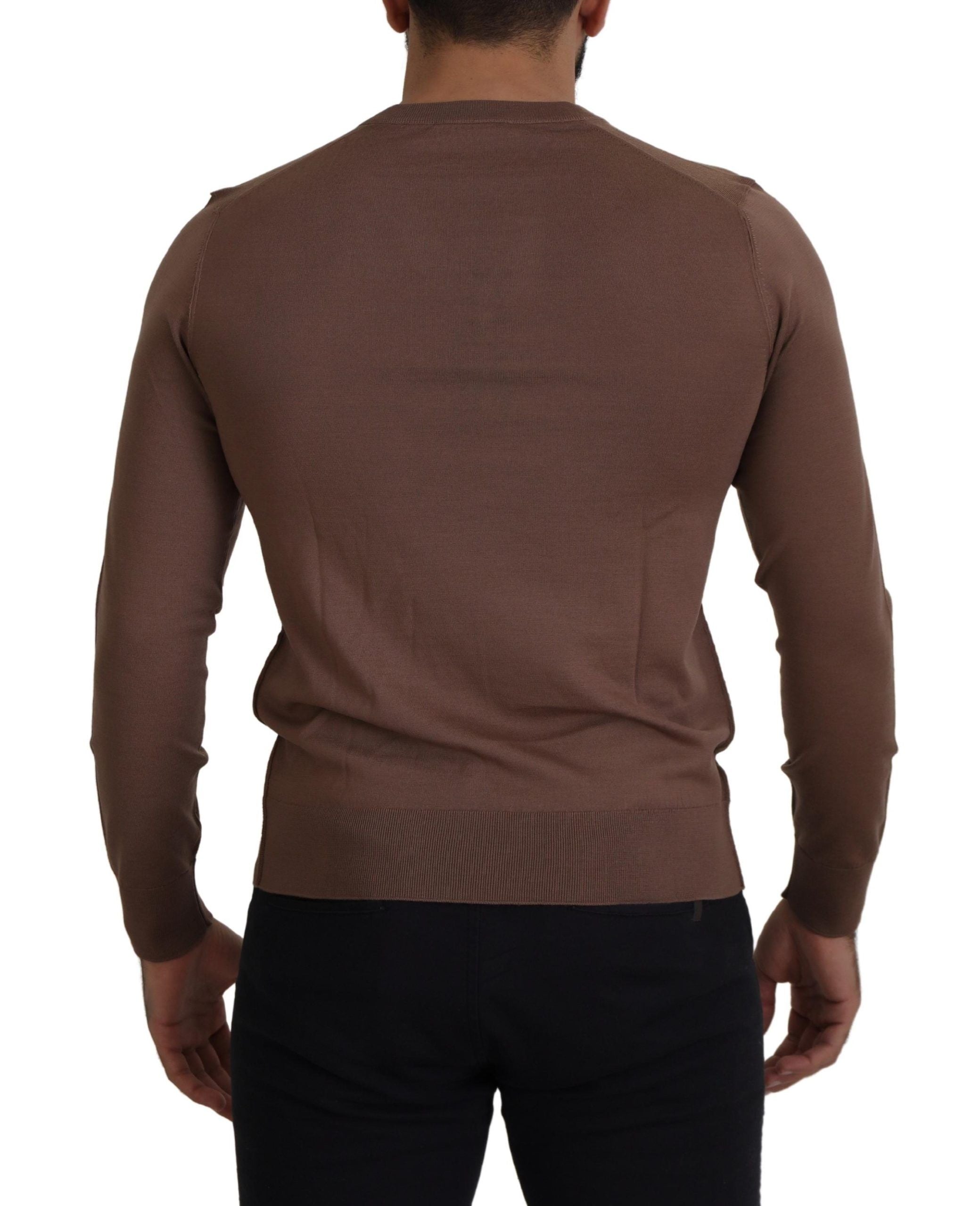 Dolce & Gabbana Brown Wool Men V-neck Pullover Men's Sweater